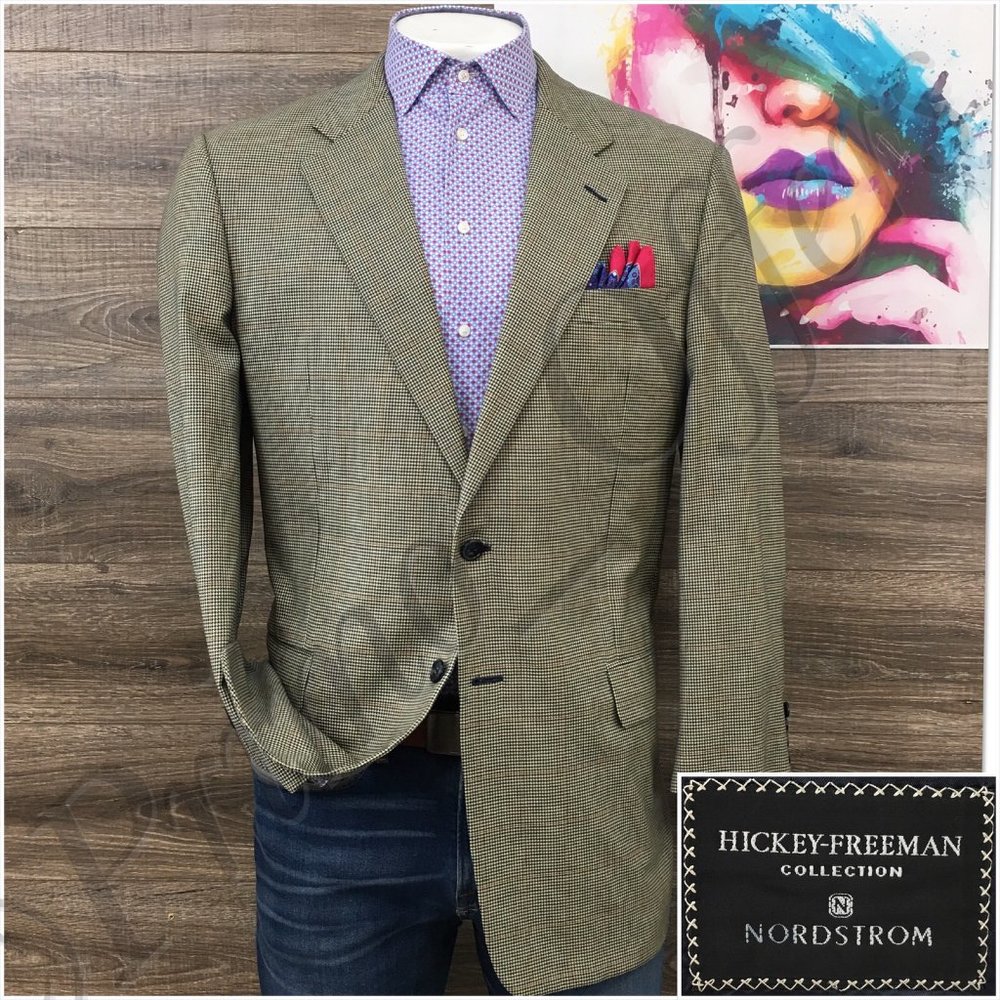 Hickey Freeman Mens Blazer Sport Coat Two Button Jacket Wool 42L Casual Suit VTG